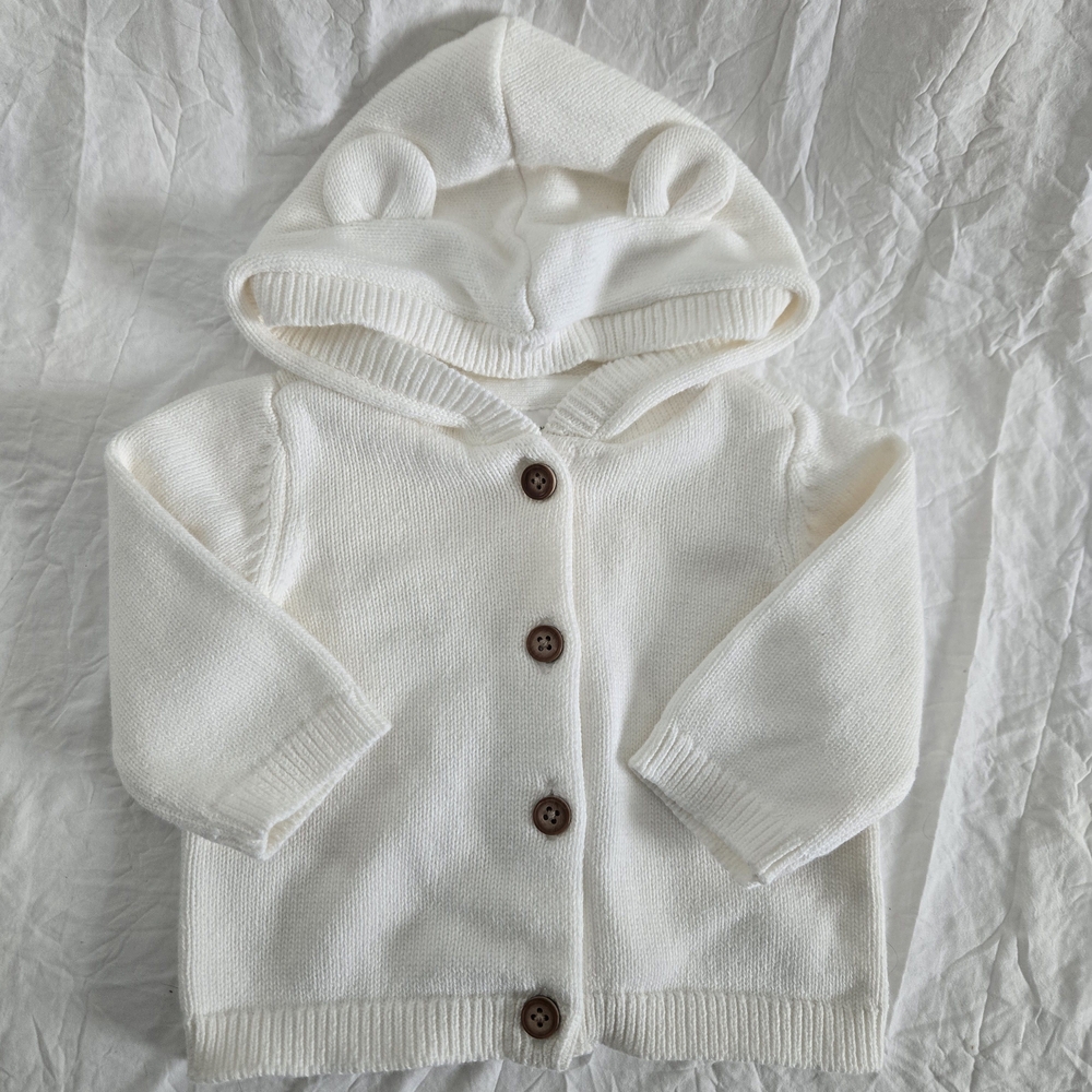 Carter's White Hooded Sweatshirt with Ribbed Texture